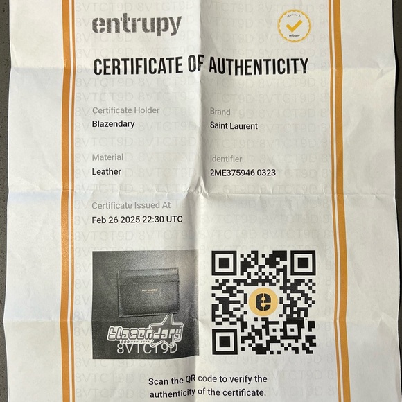 Saint Laurent Black Grain Leather Gold Embossed Logo Card Holder BRAND NEW - Picture 7 of 7